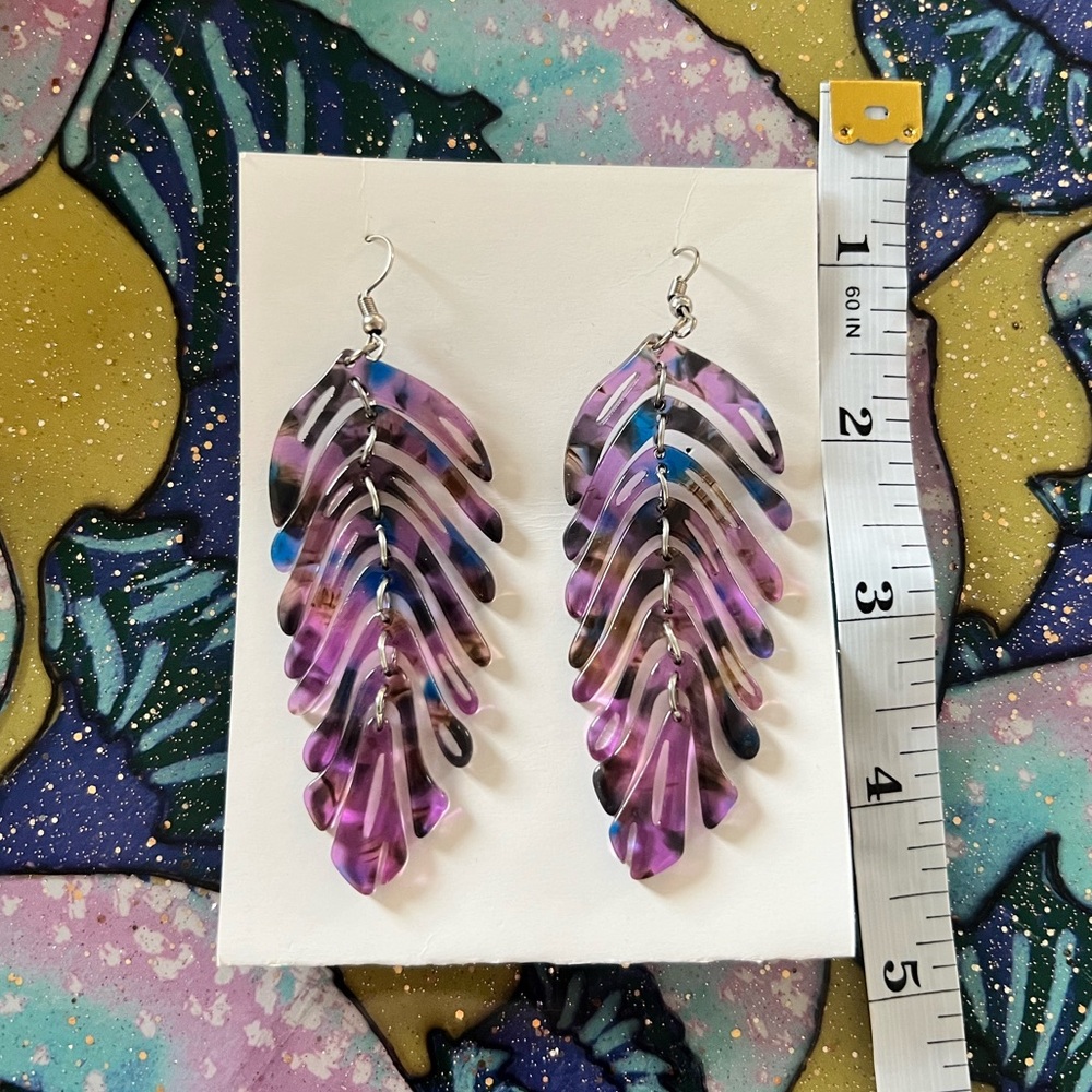 Silver & Acrylic Statement Earrings